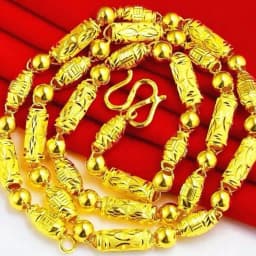 18K Gold Color Real Gold Plated Necklace Golden Necklace Domineering Fashion Trendy 24K 999 Men's Gilding Necklace Pendant Gifts