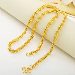 18K Gold Color Real Gold Plated Necklace Golden Necklace Domineering Fashion Trendy 24K 999 Men's Gilding Necklace Pendant Gifts
