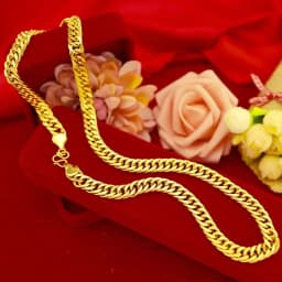 18K Gold Color Real Gold Plated Necklace Golden Necklace Domineering Fashion Trendy 24K 999 Men's Gilding Necklace Pendant Gifts