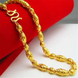 18K Gold Color Real Gold Plated Necklace Golden Necklace Domineering Fashion Trendy 24K 999 Men's Gilding Necklace Pendant Gifts