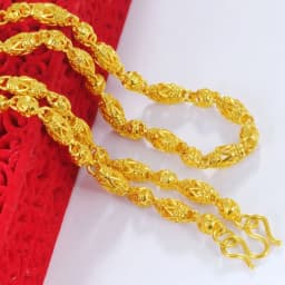 18K Gold Color Real Gold Plated Necklace Golden Necklace Domineering Fashion Trendy 24K 999 Men's Gilding Necklace Pendant Gifts