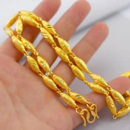 18K Gold Color Real Gold Plated Necklace Golden Necklace Domineering Fashion Trendy 24K 999 Men's Gilding Necklace Pendant Gifts