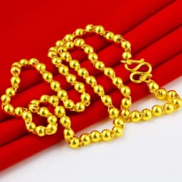 18K Gold Color Real Gold Plated Necklace Golden Necklace Domineering Fashion Trendy 24K 999 Men's Gilding Necklace Pendant Gifts