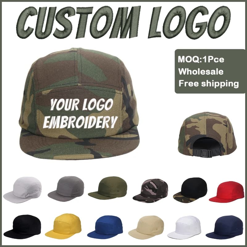 Fedoryn Custom Embroidery Flying Cap Cotton 5-panel Camping Hat Flat Brim Baseball Cap Design Print Skateboard Cap Wholesale