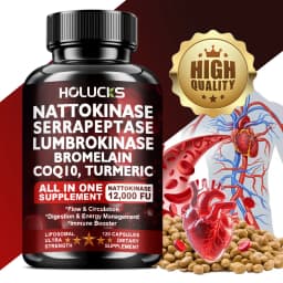 Nattokinase Capsules, with Serrapeptase, Lumbrokinase, Support Inflammation Reduction, Digestion & Circulation for Daily Use