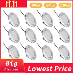 6/8/12pcs Led Downlight 3W DC12V Ceiling Lamp Recessed Down Light Round Led Panel Light Black White Silver Dimmable Spotlight