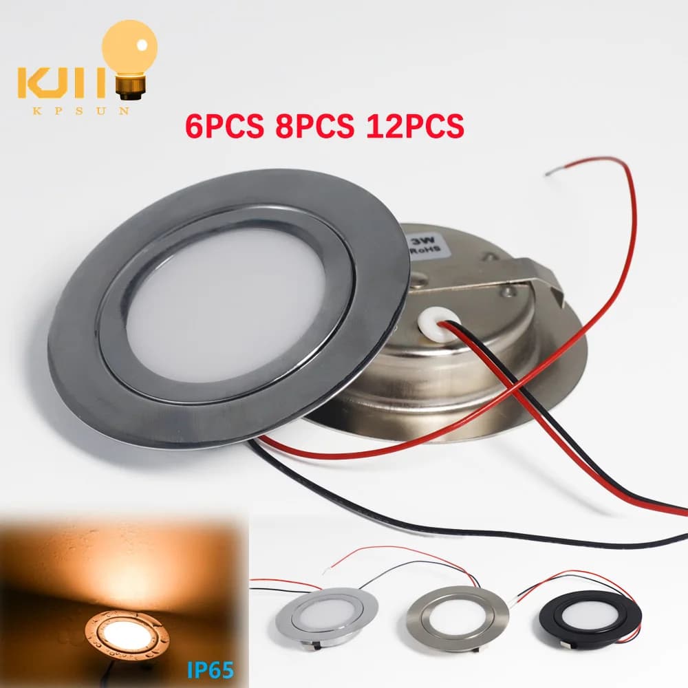 IP65 LED Mini Cabinet Spotlight, Ultra Thin Recessed Panel Lights 12V 24V 3W Small Down Lamps for Kitchen,Room,Indoor Lighting