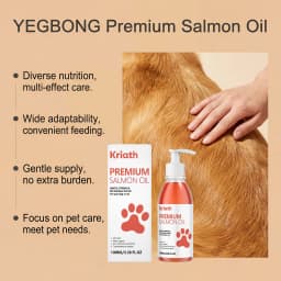 Pure Salmon Oil for Dogs Cats Omega Supplement Skin Coat Shiny Fur Joint Heart Immune Support Pet Fish Oil Vitamin E Pump Bottle