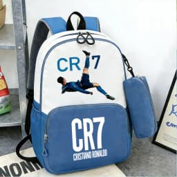 Ronaldo CR7 Student Backpack Set Football Player Boys Kids Schoolbag with Pencil Case 2pcs High Capacity School Rucksack