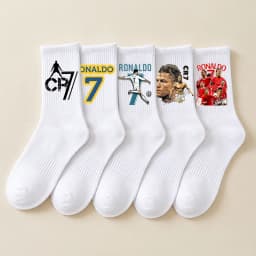 Cristiano Ronaldo Kids Long Socks CR7 Fashion Printed Hosiery Summer Breathable Thin Socks Outdoor Sports Socks Birthday Gifts