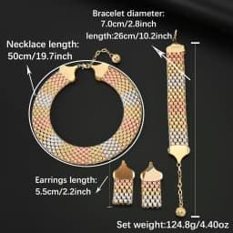 Dubai Jewelry Set Big Necklace Ethnic Style Bracelet Earrings for Women Elegant Bridal Wedding Accessories