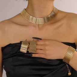Dubai Jewelry Set Big Necklace Ethnic Style Bracelet Earrings for Women Elegant Bridal Wedding Accessories