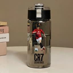 600ML CR7 Sports Water Bottles Cartoon Football Star Ronaldos Large Water Cups New Outdoor Transparent Drinking Bottle Kids Gift