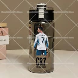 600ML CR7 Sports Water Bottles Cartoon Football Star Ronaldos Large Water Cups New Outdoor Transparent Drinking Bottle Kids Gift