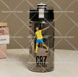 600ML CR7 Sports Water Bottles Cartoon Football Star Ronaldos Large Water Cups New Outdoor Transparent Drinking Bottle Kids Gift