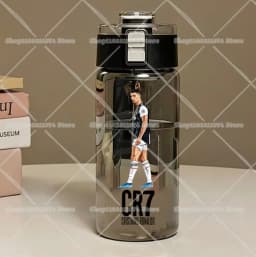 600ML CR7 Sports Water Bottles Cartoon Football Star Ronaldos Large Water Cups New Outdoor Transparent Drinking Bottle Kids Gift