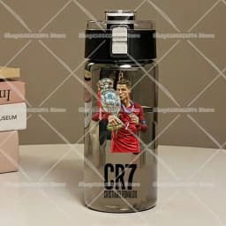 600ML CR7 Sports Water Bottles Cartoon Football Star Ronaldos Large Water Cups New Outdoor Transparent Drinking Bottle Kids Gift