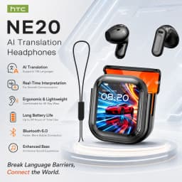 HTC NE20 AI Translator Earbuds Portable Lanyard Long Battery Wireless Headphone Smart Touch LED Screen Bluetooth Earphones