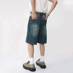 IEFB Summer Denim Shorts Men's Loose Korean Style Retro Short Jeans Fashion Washed Casual Knee Length Pant New Streetwear 9A8588