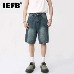 IEFB Summer Denim Shorts Men's Loose Korean Style Retro Short Jeans Fashion Washed Casual Knee Length Pant New Streetwear 9A8588