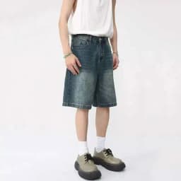 IEFB Summer Denim Shorts Men's Loose Korean Style Retro Short Jeans Fashion Washed Casual Knee Length Pant New Streetwear 9A8588
