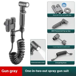 Stainless steel household toilet spray gun,handheld bidet sprayer,double outlet angle valve, pressurized nozzle,flushing device