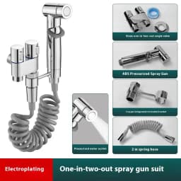 Stainless steel household toilet spray gun,handheld bidet sprayer,double outlet angle valve, pressurized nozzle,flushing device