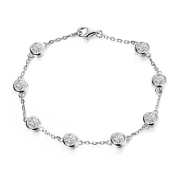 KNOBSPIN 3mm Moissanite Tennis Bracelet GRA Certified s925 Sterling Sliver Dainty Bezel Bracelets for Women Man Wedding Jewelry