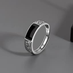 925 Sterling Silver Men's Ring High Quality Luxury Black Gem for Men Wedding Fine Jewelry Accessories Party Gifts