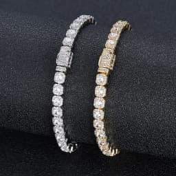 5mm Iced Tennis Chain Bracelet Bling Zircon Cluster Diamond 18k Gold Plated Bracelet for Women Men Hip Hop Jewelry