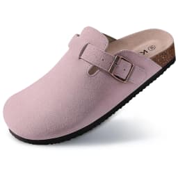 Kidmi New Faux Suede Clogs for Women Men Clogs Soft Cork Footbed Mules Comfort Potato Shoes with Arch Support Beach Sandals