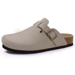 Kidmi New Faux Suede Clogs for Women Men Clogs Soft Cork Footbed Mules Comfort Potato Shoes with Arch Support Beach Sandals