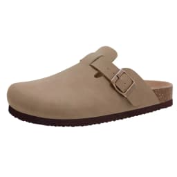 Kidmi New Faux Suede Clogs for Women Men Clogs Soft Cork Footbed Mules Comfort Potato Shoes with Arch Support Beach Sandals