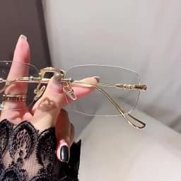 Luxury Photochromic Sunglasses Women Prescription Glasses Graduated Lenses Minus Anti Blue Computer Glasses Transparent Rimless