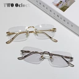 Luxury Photochromic Sunglasses Women Prescription Glasses Graduated Lenses Minus Anti Blue Computer Glasses Transparent Rimless