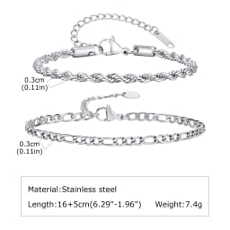1/2/3pcs Chain Bracelet for Men Women,Stainless Steel Twisted Rope Cuban Chain Wristband,Hip Hop Minimalist Jewelry Gift