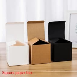 20/50/80Pcs Multi Size Square Kraft Gift Box Black White Brown Fold Packaging Gift Box Proposal Box For Bridal Birthday Party