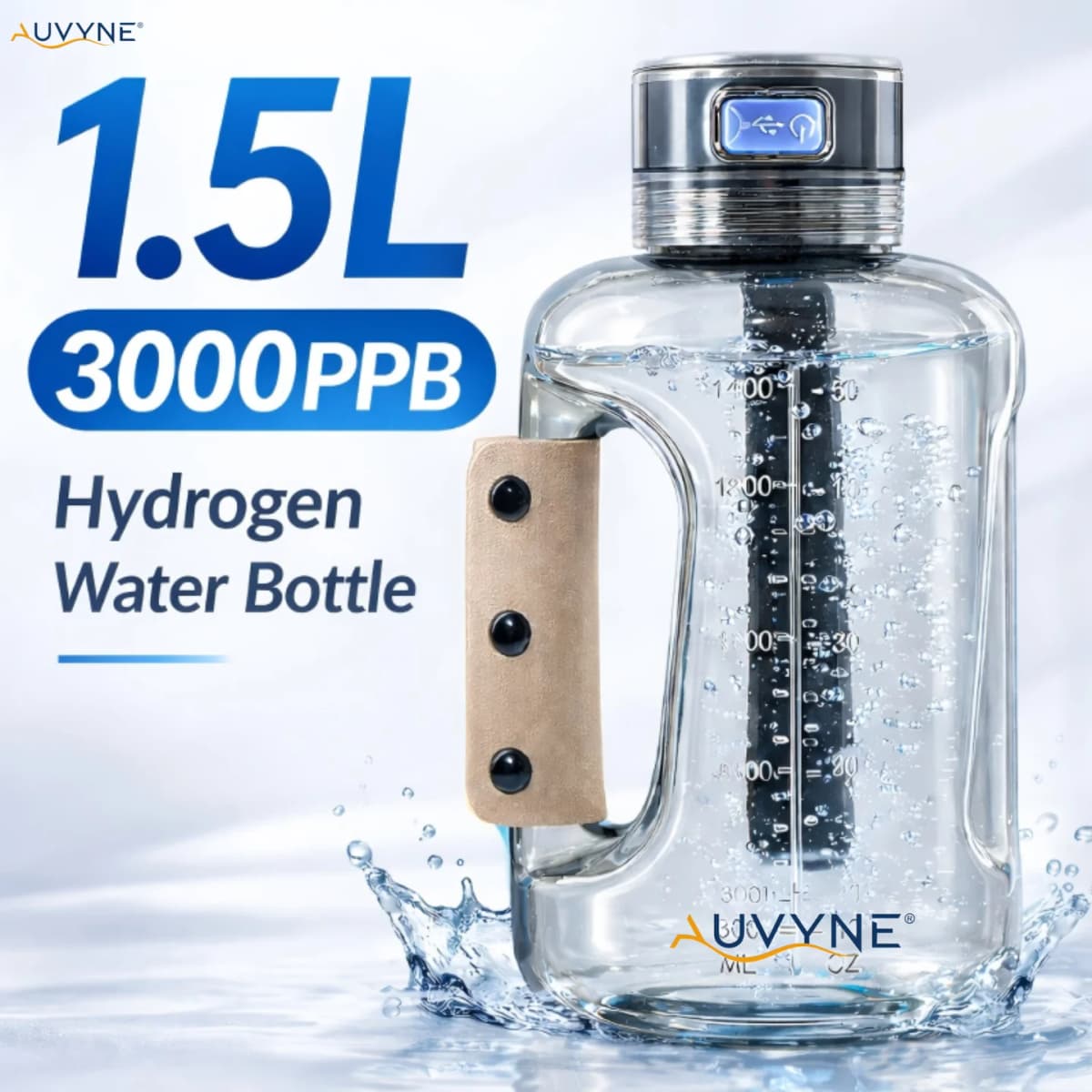 Hydrogen Water Bottle 1.5L Portable Hydrogen Rich Water Generator Large Capacity Sports Cup for Gym Outdoor Fitness