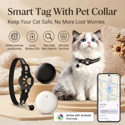 Android Smart Location Tag With Cat Collar Works with Google Find Hub GPS Tracker Item Finder Wallet Suitcase Pets Bag Luggage