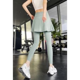 Aiithuug Side Ruched Women Tennis Skirted Leggings with Pockets Capris Yoga Leggings with Skirts Tennis Pickleball Clothing