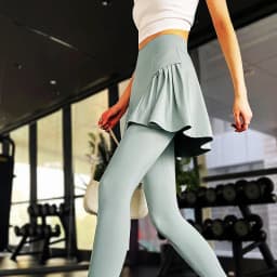 Aiithuug Side Ruched Women Tennis Skirted Leggings with Pockets Capris Yoga Leggings with Skirts Tennis Pickleball Clothing