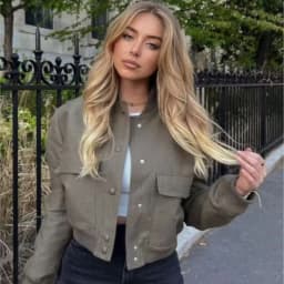 Women Fashion Jacket Solid Color Coat Autumn Winter Button Baseball Aviator Cropped Jackets For Women Long Sleeve Crop Outerwear