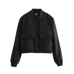 Women Fashion Jacket Solid Color Coat Autumn Winter Button Baseball Aviator Cropped Jackets For Women Long Sleeve Crop Outerwear