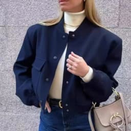 Women Fashion Jacket Solid Color Coat Autumn Winter Button Baseball Aviator Cropped Jackets For Women Long Sleeve Crop Outerwear