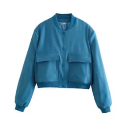 Women Fashion Jacket Solid Color Coat Autumn Winter Button Baseball Aviator Cropped Jackets For Women Long Sleeve Crop Outerwear