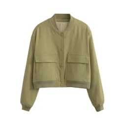 Women Fashion Jacket Solid Color Coat Autumn Winter Button Baseball Aviator Cropped Jackets For Women Long Sleeve Crop Outerwear