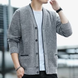 Men's Cardigan Sweater Cable Knit V Neck Buttons Cardigan with 2 Pockets Fall Winter Spring Man Clothes