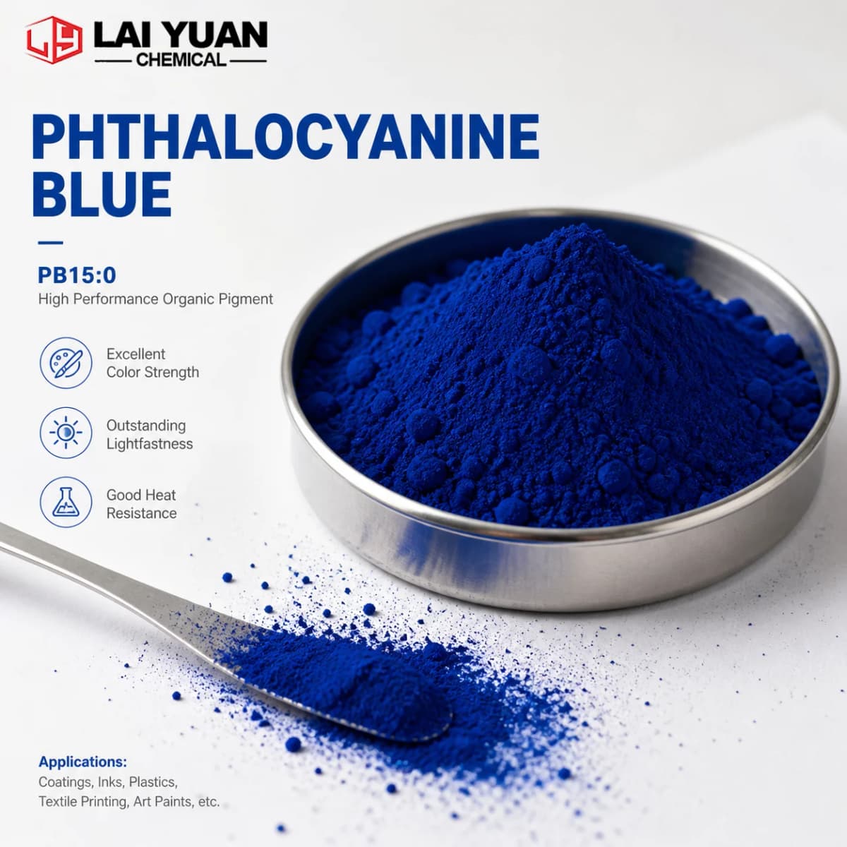 Phthalocyanine Blue B for Plastics Rubber Inks Printing - BGS for Paints Coatings Automotive High Performance Organic Pigment