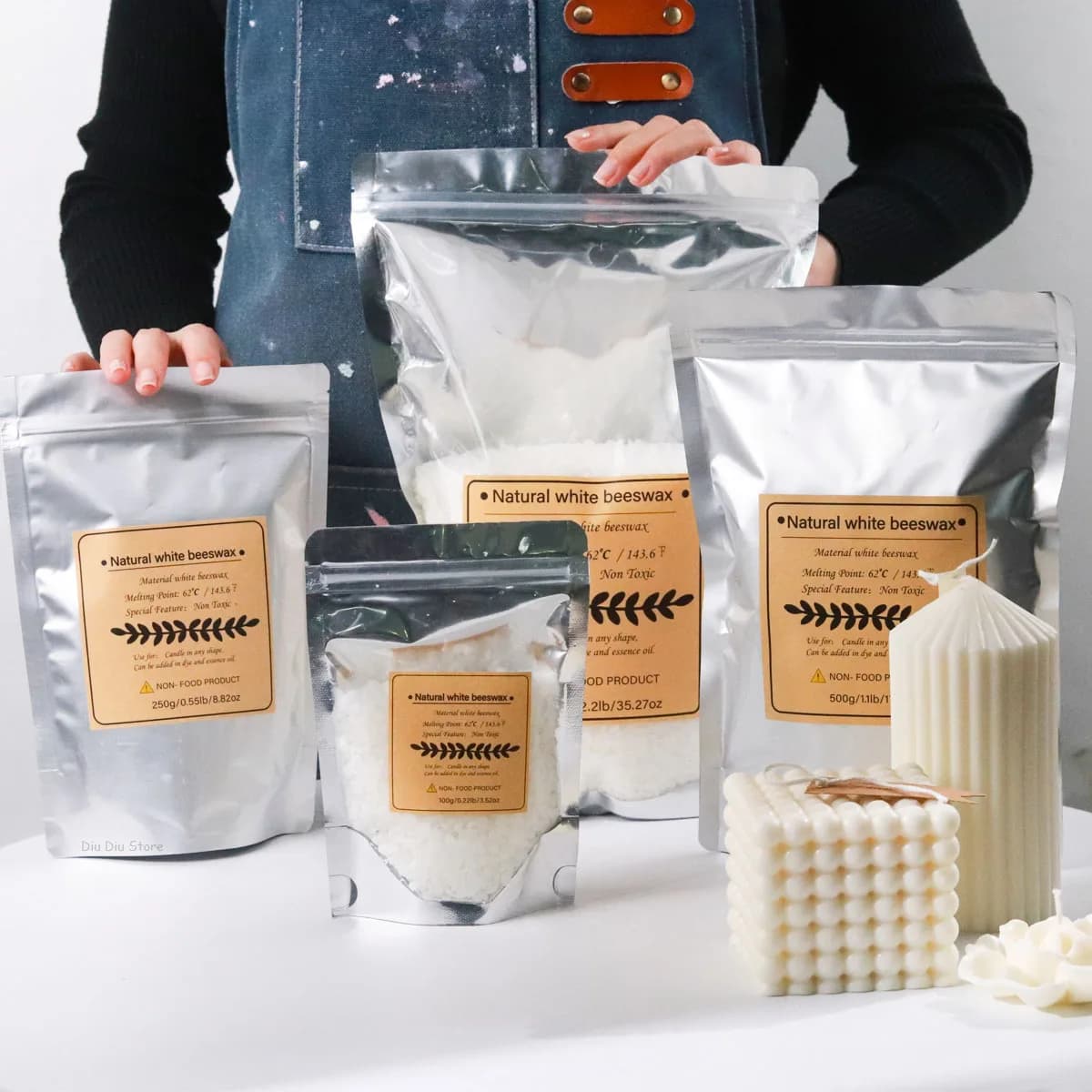 White Beeswax Pure Natural Granular Scented Candle Material DIY Scented Candle Smokeless Wicks Material Making Craft Supplies
