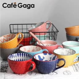 European Style Ceramic Coffee Cups Milk Tea Breakfast Mug Cappuccino Flower Cups Latte Kitchen Tableware High-grade
